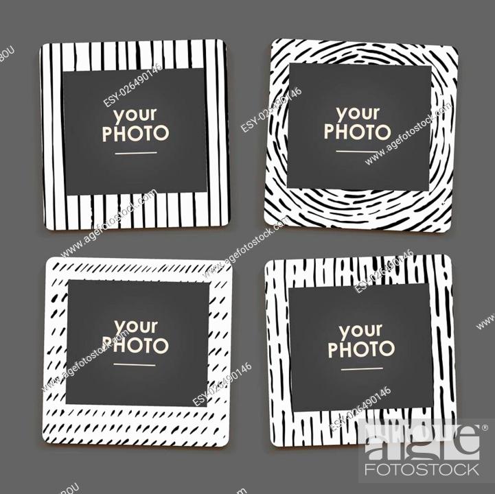 Stock Vector: Vintage hipster retro style. Decorative vector template frame. These photo frame can be use for kids picture or memories. Scrapbook design concept.