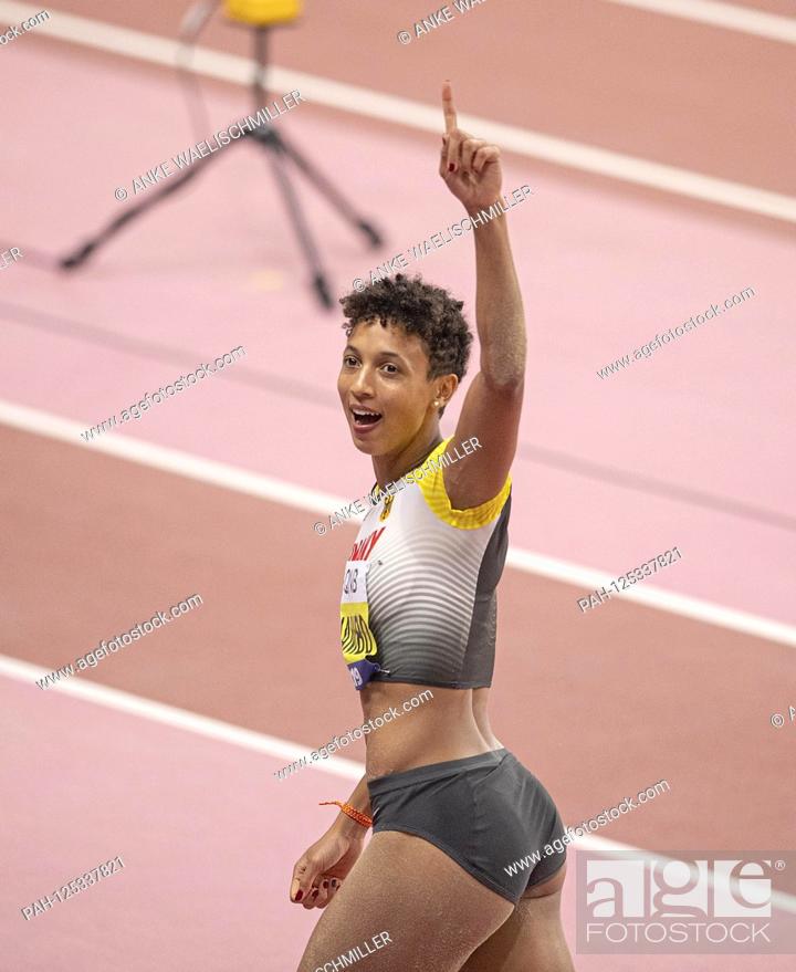 Malaika mihambo of germany celebrates winning gold in the women's long...