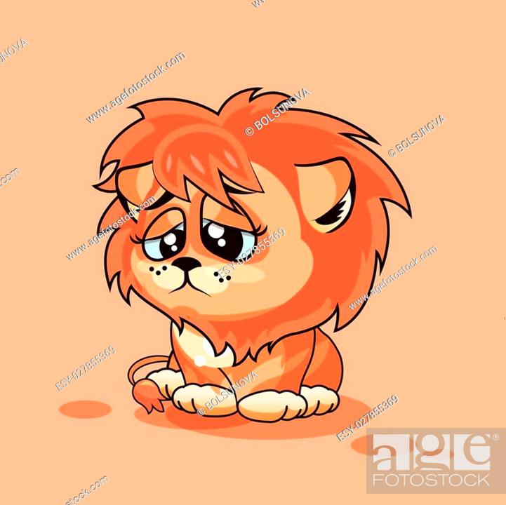 Vector Stock Illustration isolated Emoji character cartoon Lion cub sad and  frustrated sticker..., Stock Vector, Vector And Low Budget Royalty Free  Image. Pic. ESY-027855369 | agefotostock