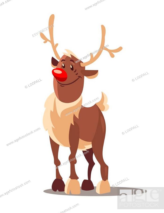 Rudolph reindeer christmas cartoon character, smiling northern animal with  red nose and antlers, Stock Vector, Vector And Low Budget Royalty Free  Image. Pic. ESY-058721911 | agefotostock