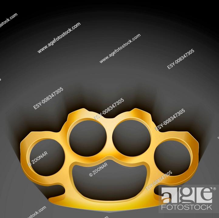 Brass knuckles with knife icon, cartoon style - Stock Illustration