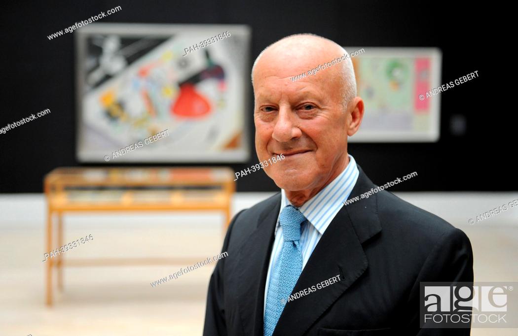 Stock Photo: British architect Sir Norman Foster smiles during the re-opening of Lenbachhaus in Munich,  Germany, 07 May 2013. The City Gallery of Munich in Lenbachhaus.