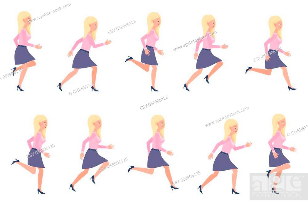 Young, adult blonde woman running sequence poses vector illustration, Stock  Vector, Vector And Low Budget Royalty Free Image. Pic. ESY-058906125 |  agefotostock