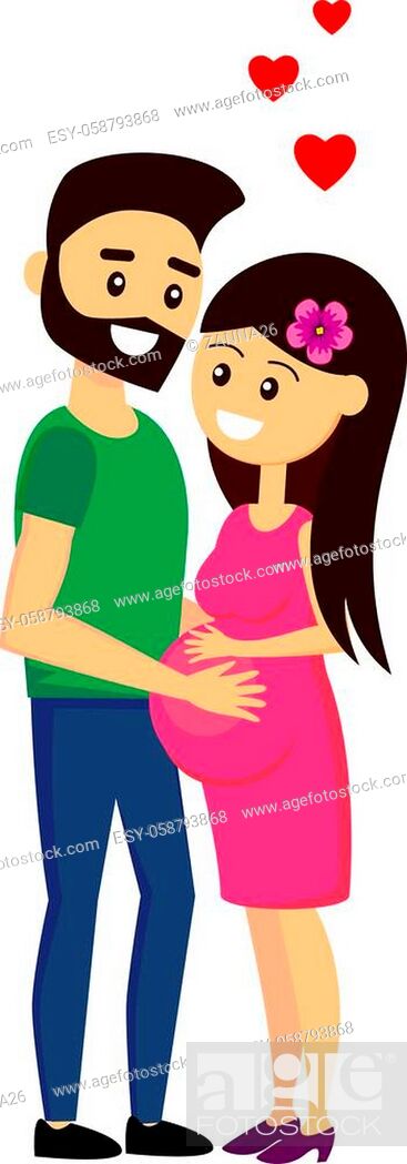 Lovely couple waiting for the baby. Happy cartoon characters of man and  pregnant woman, Stock Vector, Vector And Low Budget Royalty Free Image.  Pic. ESY-058793868 | agefotostock
