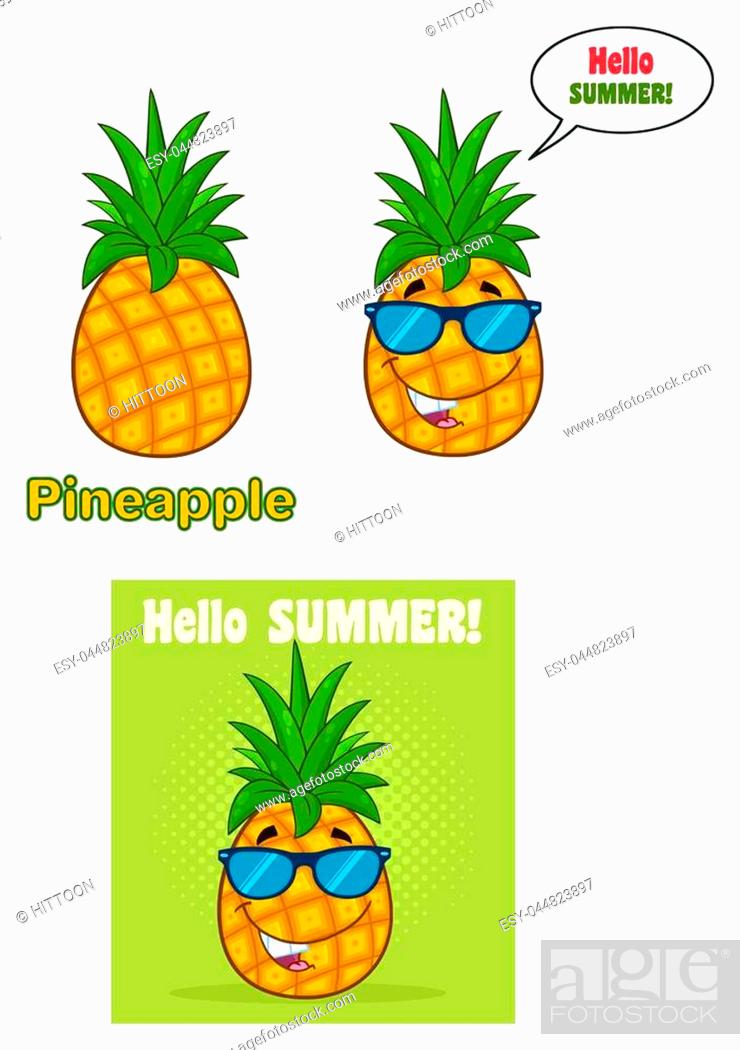 Pineapple Fruit With Green Leafs Cartoon Drawing Simple Design Series Set  3, Stock Vector, Vector And Low Budget Royalty Free Image. Pic.  ESY-044823897 | agefotostock