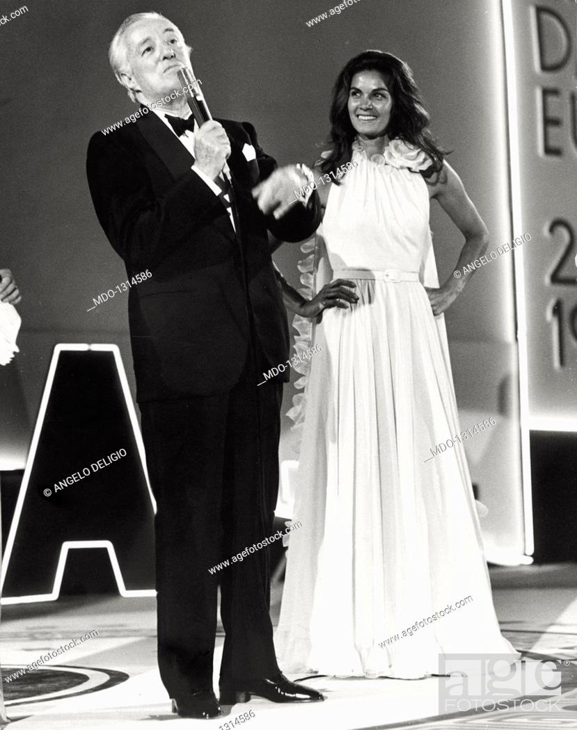 Stock Photo: Vittorio De Sica and Florinda Bolkan at the David di Donatello Awards. Italian actor and director Vittorio De Sica attending the David di Donatello Awards with.