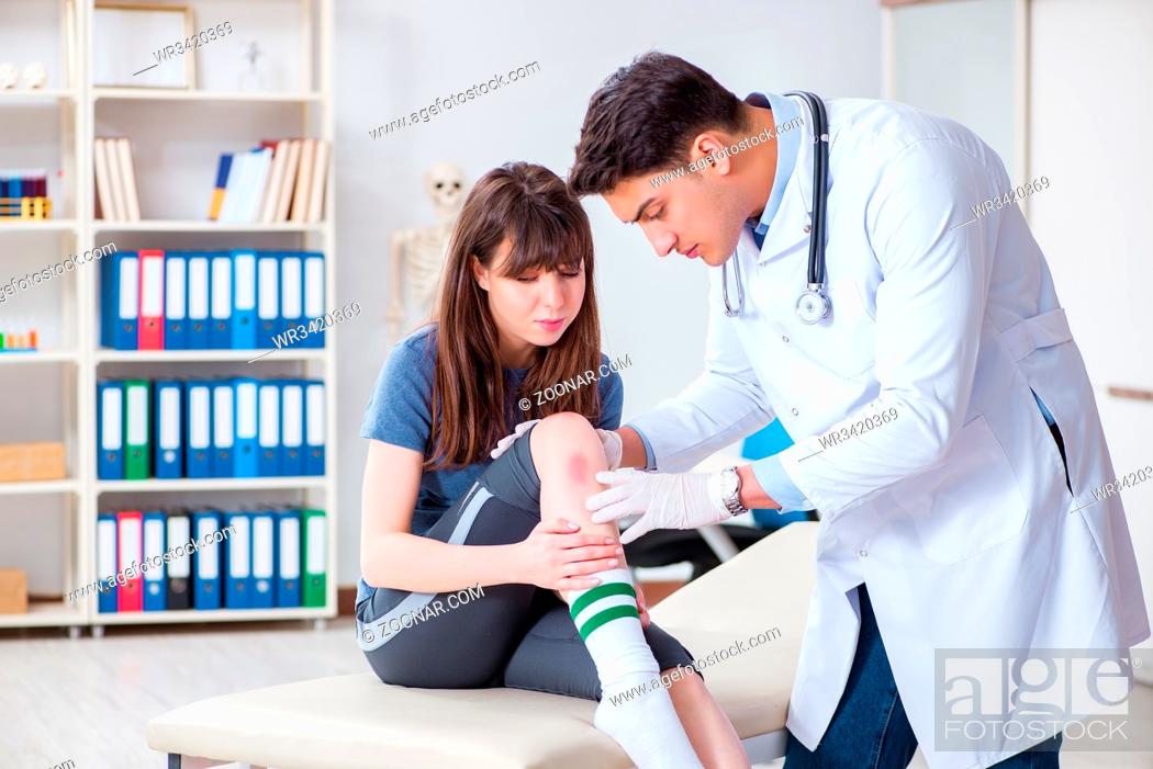 Stock Photo: Patient visiting doctor after sustaining sports injury.