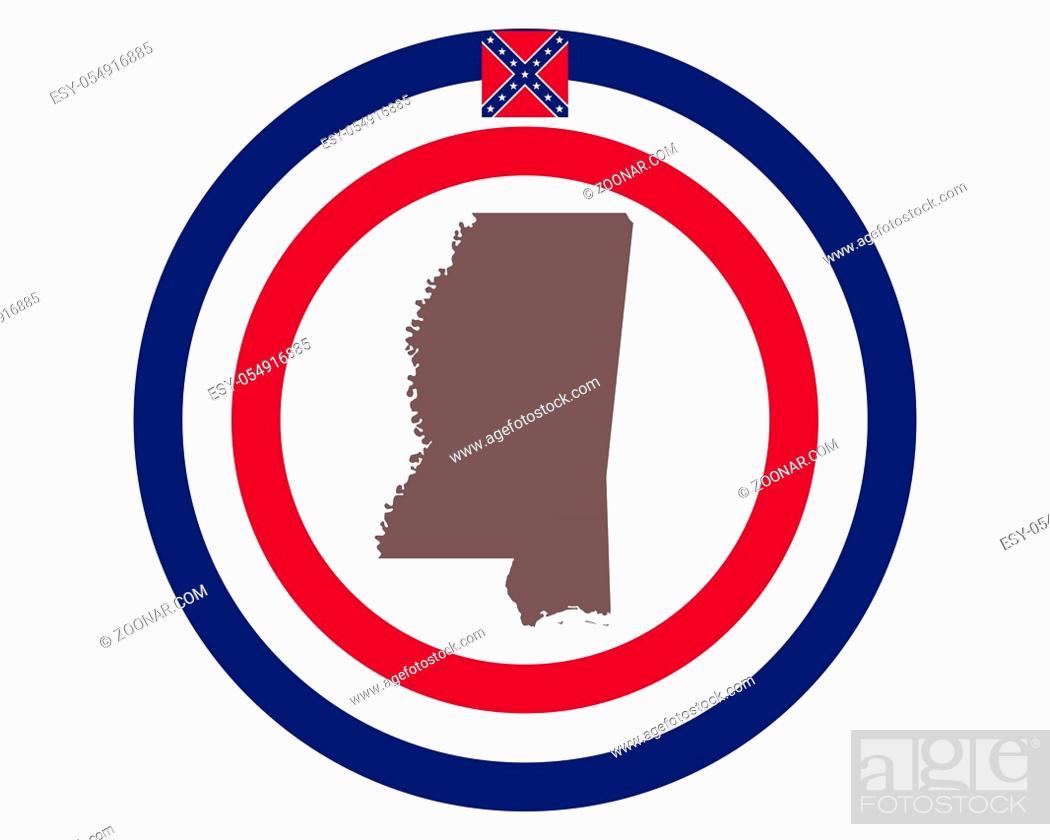 Stock Photo: Landkarte von Mississippi auf Hintergrund mit Fahne - Map of Mississippi on background with flag.