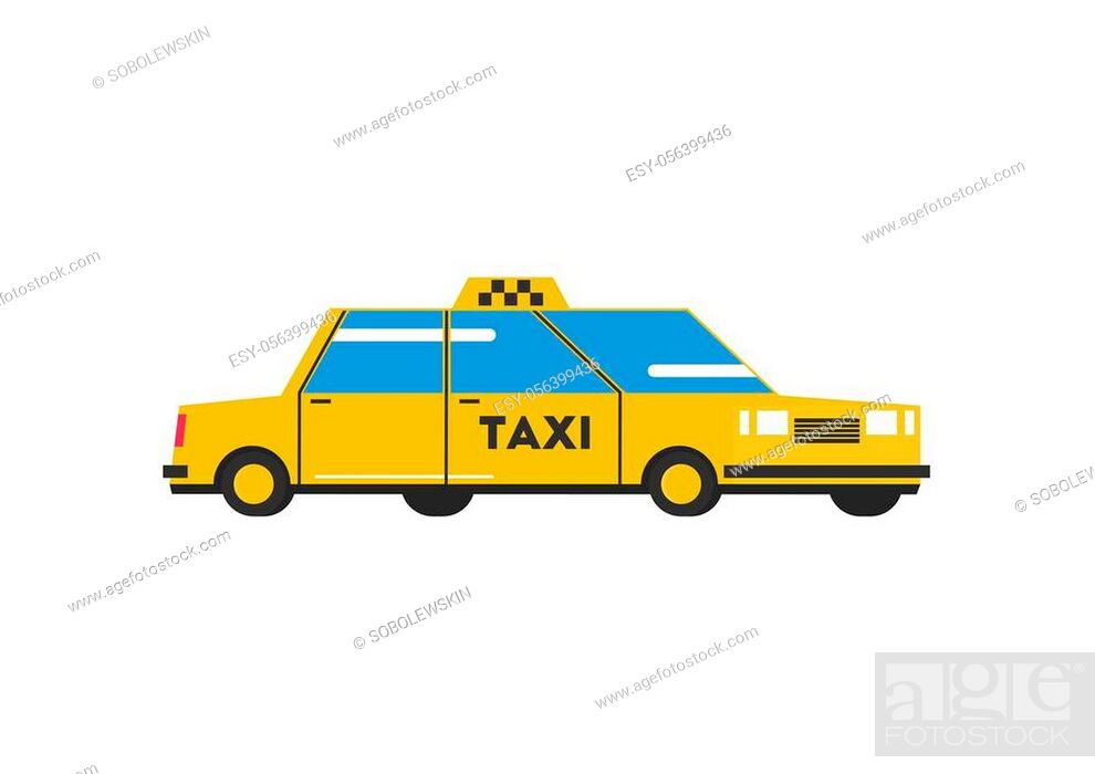 Simple yellow cab. Cartoon taxi on a white background. Side view, Stock  Vector, Vector And Low Budget Royalty Free Image. Pic. ESY-056399436 |  agefotostock