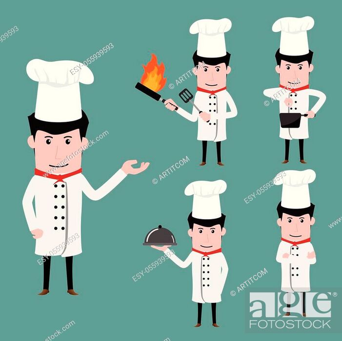 Funny chef cartoon characters in various poses with cookware, Stock Vector,  Vector And Low Budget Royalty Free Image. Pic. ESY-055939593 | agefotostock