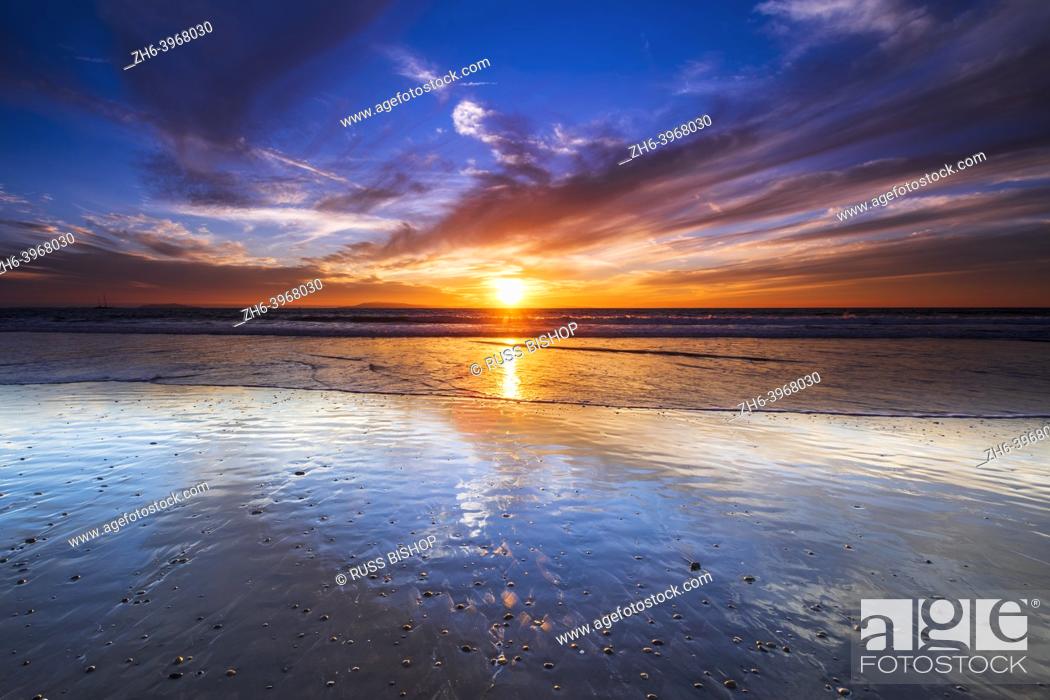 Stock Photo: Sunset over the Channel Islands, Ventura, California USA.