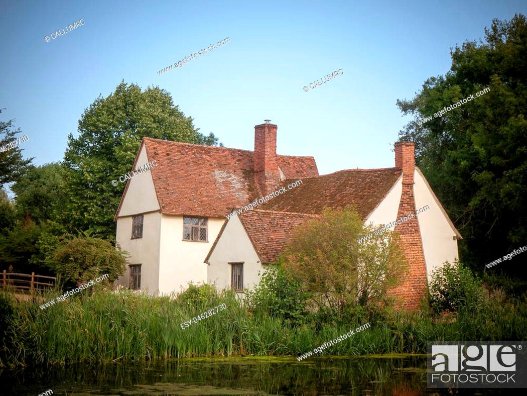 Stock Photo: vintage impression of willy lotts' cottage on a summer's day in constable country; Suffolk; England; UK.