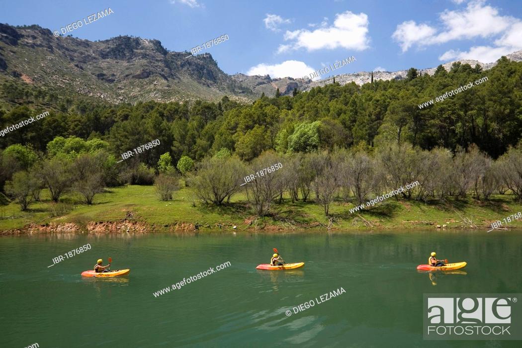Stock Photo: Kayaking in Guadalquivir river, Cazorla National Park, Jaen, Spain, Europe.
