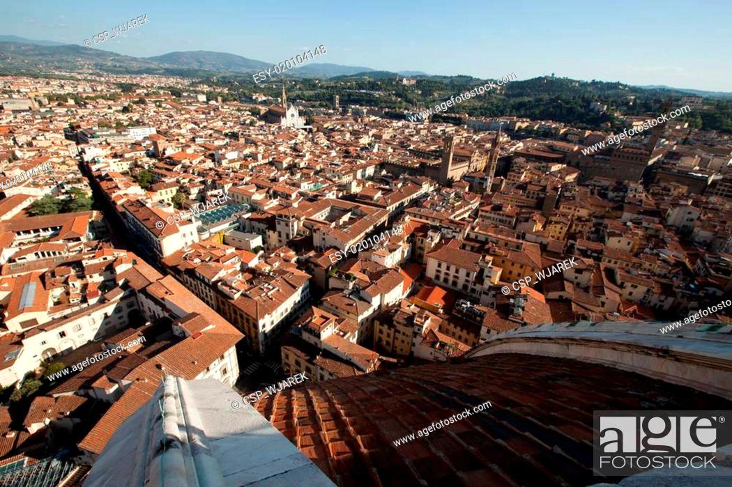 Stock Photo: The view on Florence from the dome Duomo.