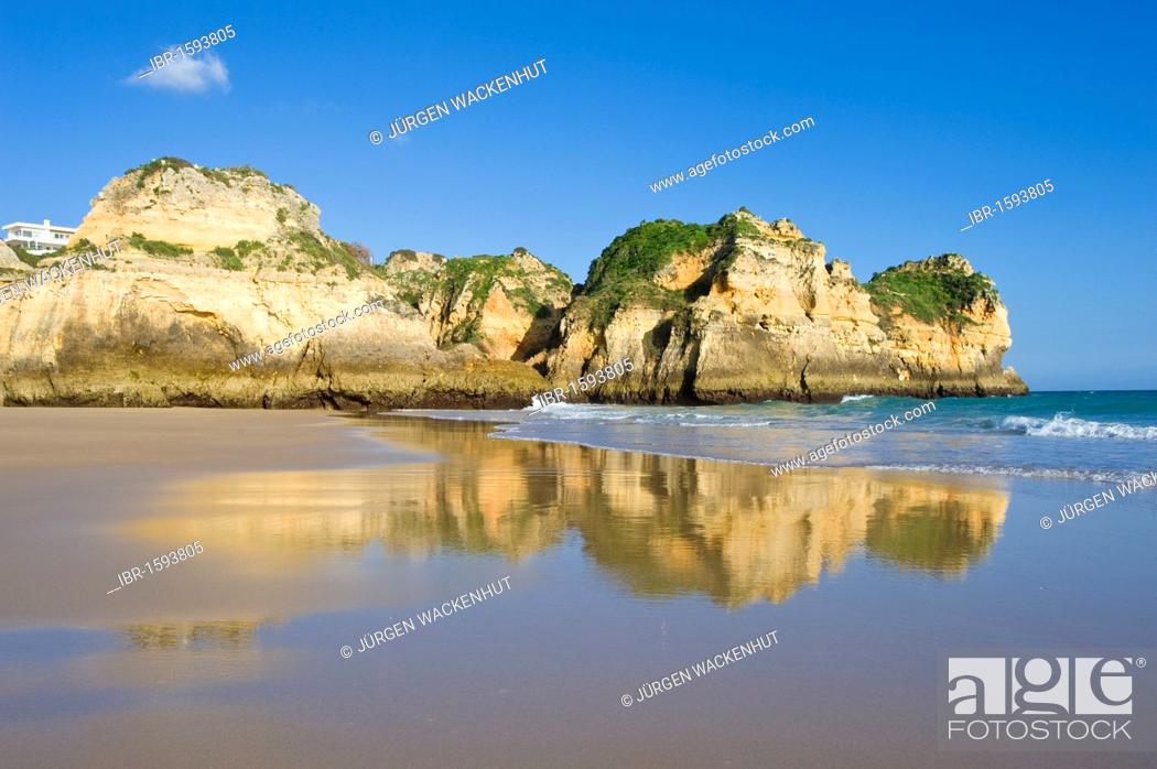 Stock Photo: Praia dos Tres Irmaos beach, Alvor, Algarve, Portugal, Europe.