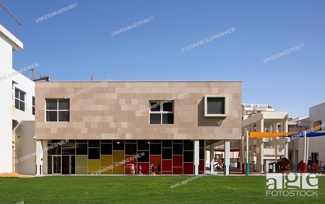 Stock Photo: Exterior view of gym. Victory Heights Primary school, Dubai, United Arab Emirates. Architect: R+D Studio , 2016.