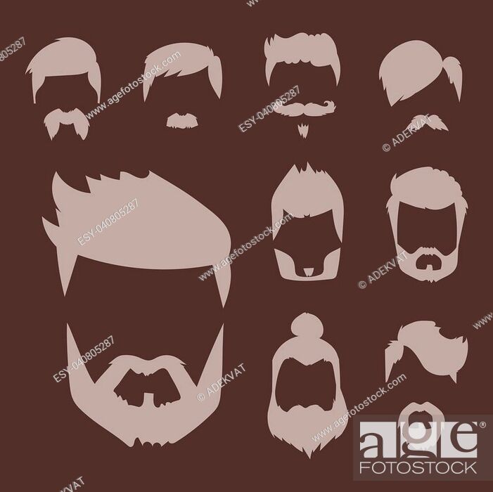 Vector set of hipster retro hair style mustache vintage old shave male  facial beard haircut isolated..., Stock Vector, Vector And Low Budget  Royalty Free Image. Pic. ESY-040805287 | agefotostock