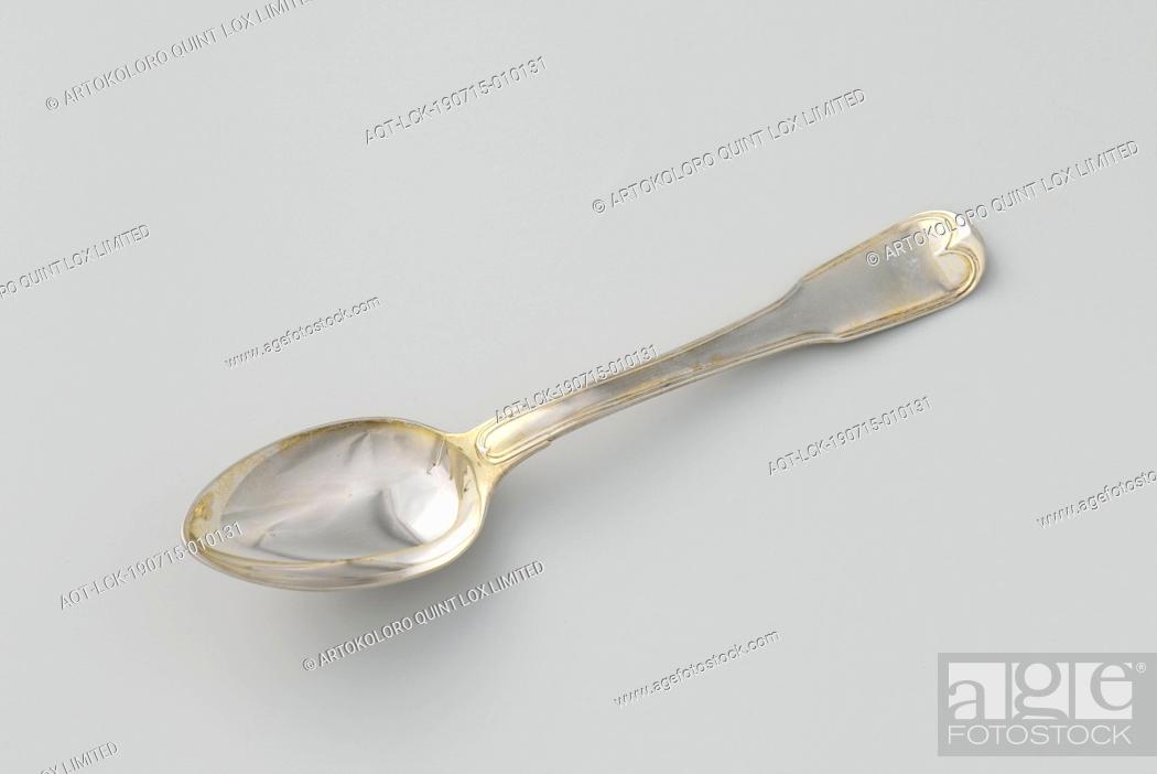 Stock Photo: Spoon with the helmet sign Clifford, The egg-shaped bowl of the spoon is connected on both top and bottom by means of single praise to the flat, curved handle.