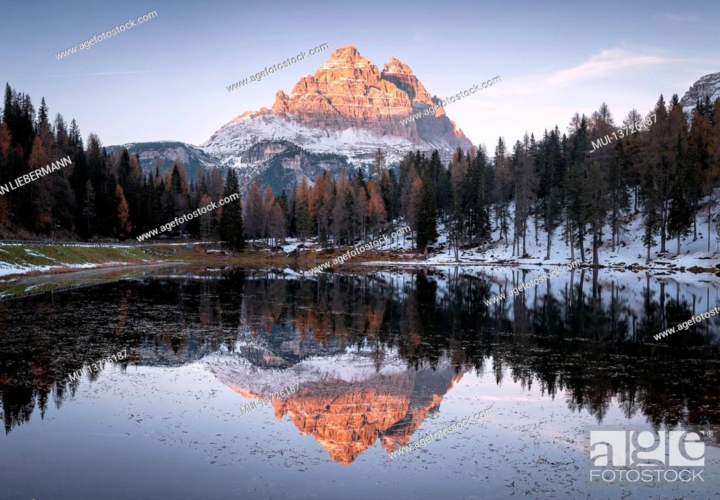 Stock Photo: Lago di Antorno in the Dolomites.