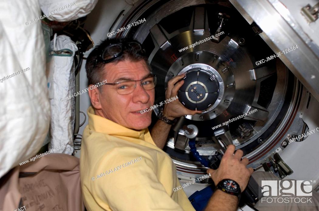 Stock Photo: As part of inverse activities onboard the International Space Station, European Space Agency astronaut Paolo Nespoli, Expedition 26 flight engineer.