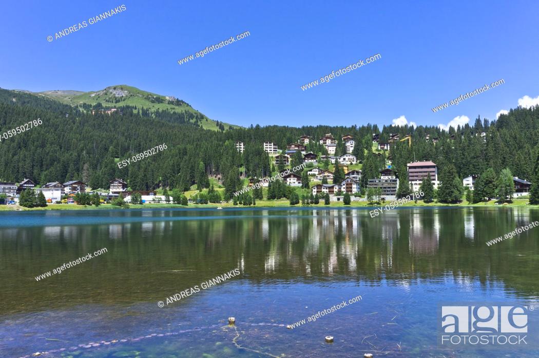 Stock Photo: Arosa in Alps, Lake view, Switzerland, Europe.