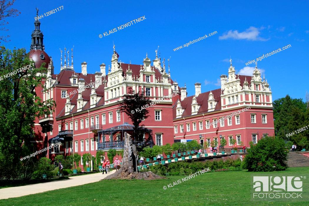 Stock Photo: Muskau Castle in the Fuerst-Pückler-Park in Bad Muskau. The castle ensemble is known worldwide for its location in the Fuerst-Pückler-Park.