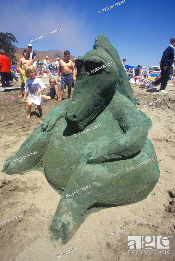 Stock Photo: Sand Castle Sculpting Contest, Cayucos, California.