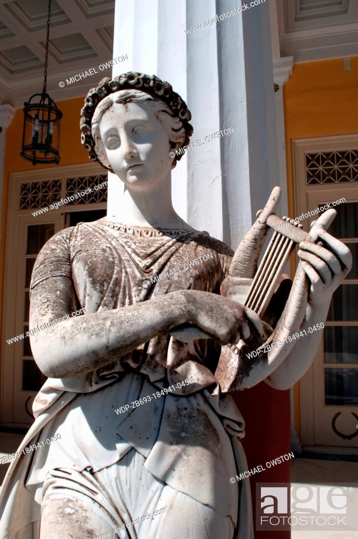 Stock Photo: statue Achillion Palace Corfu Greece.