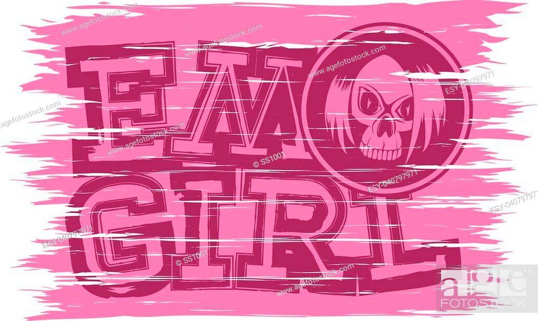 Vector illustration purple inscription emo girl on pink grunge background  and skull with hair, Stock Vector, Vector And Low Budget Royalty Free  Image. Pic. ESY-040797971 | agefotostock