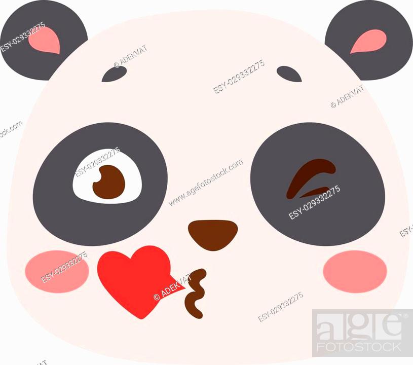 Cute animal panda bear head emotion vector avatar. Cartoon happy panda bear  animal emotion..., Stock Vector, Vector And Low Budget Royalty Free Image.  Pic. ESY-029332275 | agefotostock