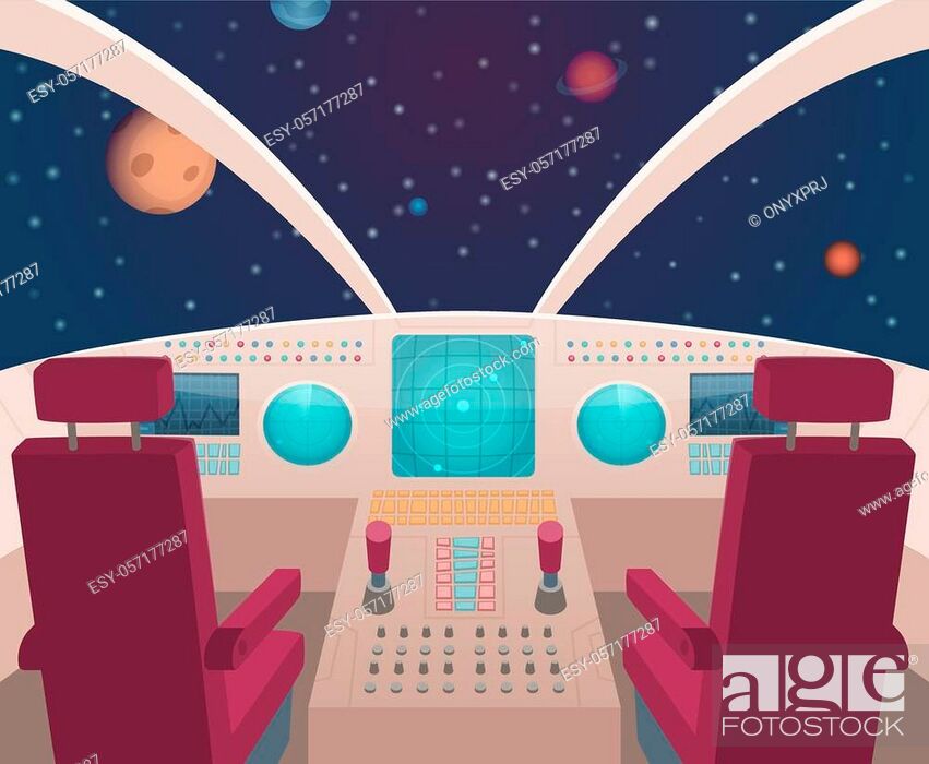 Spaceship cockpit. Shuttle inside interior with dashboard panel vector  illustration in cartoon style, Stock Vector, Vector And Low Budget Royalty  Free Image. Pic. ESY-057177287 | agefotostock