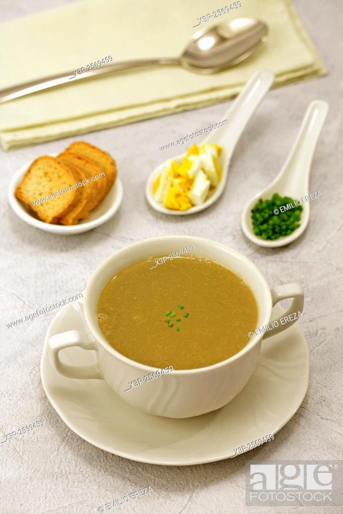 Stock Photo: Light chicken soup.