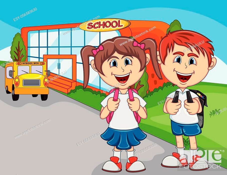 Children go to school cartoon - full color, Stock Vector, Vector And Low  Budget Royalty Free Image. Pic. ESY-056583630 | agefotostock