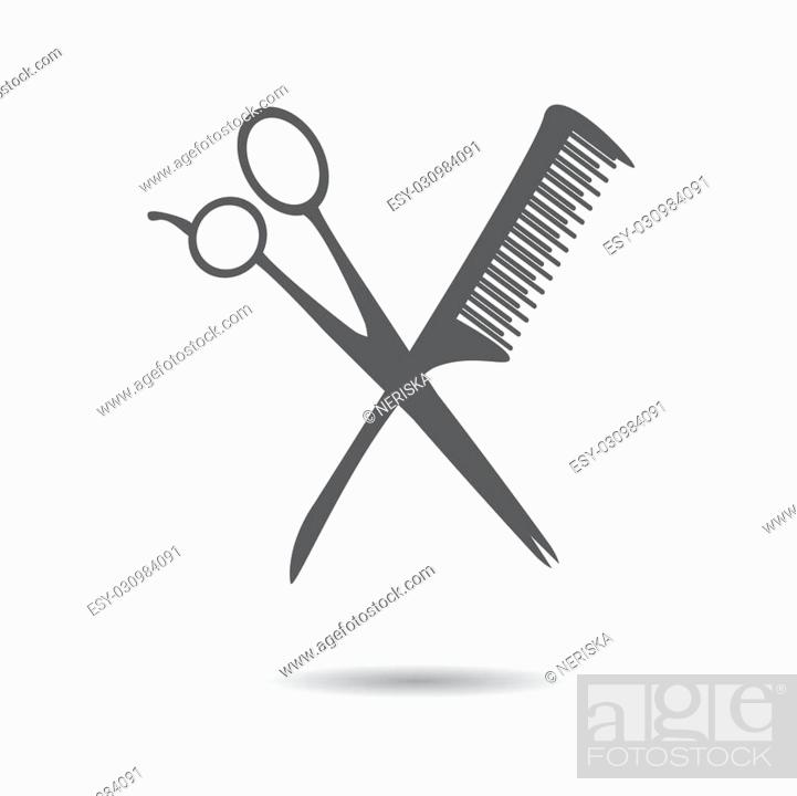 gray sign of hair salon with scissors and comb. Barbershop symbol, Stock  Vector, Vector And Low Budget Royalty Free Image. Pic. ESY-030984091 |  agefotostock