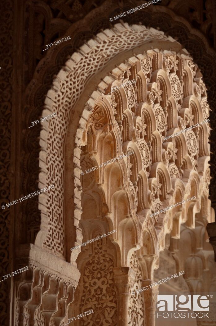 Stock Photo: Court of the Lions (Patio de los Leones) in the Alhambra, Granada. Andalucia, Spain.