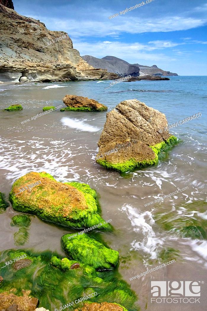 Stock Photo: Coast. Cabo de Gata-Nijar Biosphere Reserve, Almeria province, Andalucia, Spain.