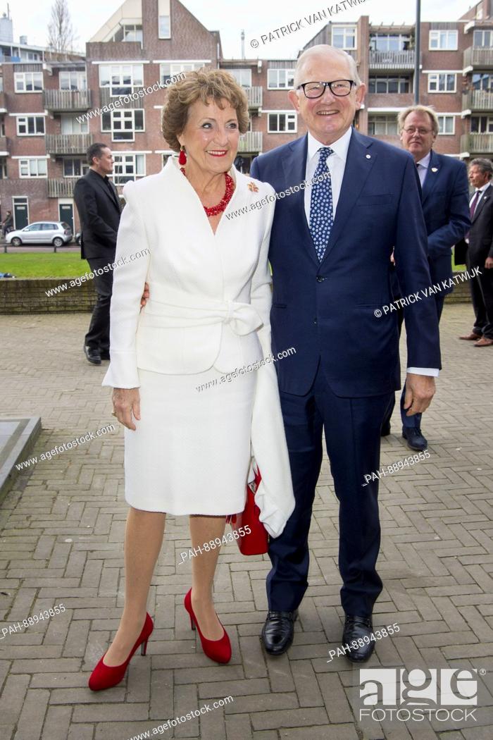 Stock Photo: Princess Margriet and her husband Pieter van Vollenhoven attend the opening of the exhibition Canadian Inuit Art at the Museum of Volkenkunde in Leiden.