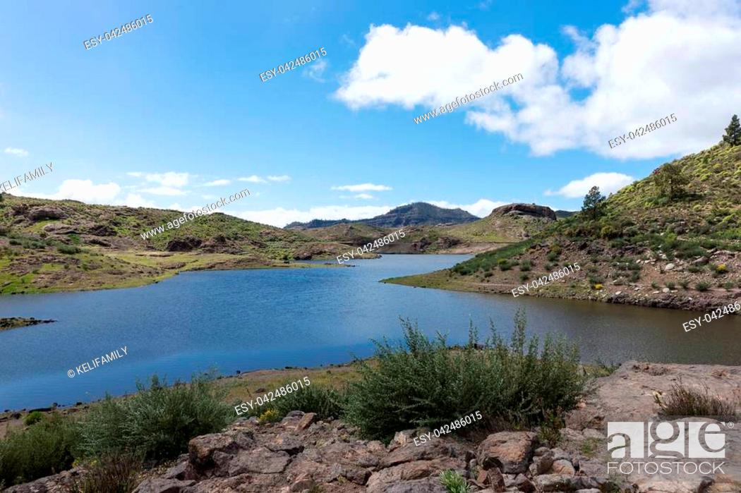 Stock Photo: Reservoir in Gran Canaria, named Cueva de las Ninas, Spain.