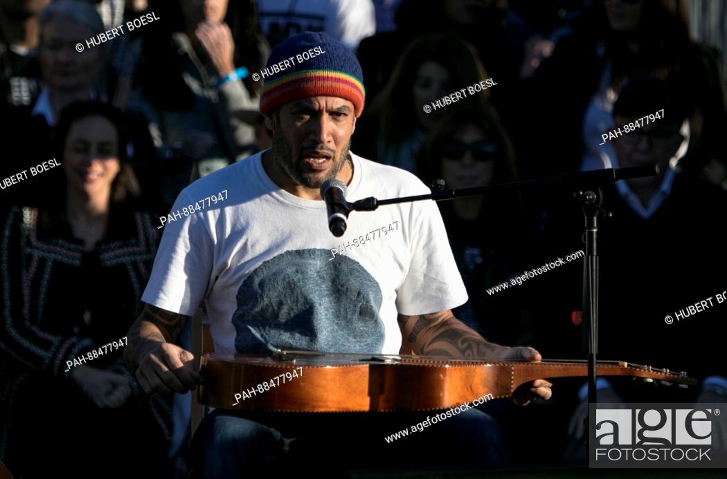 Stock Photo: Ben Harper performs at United Talent Agency's United Voices Rally against Donald Trump's politics at UTA Plaza in Beverly Hills, Los Angeles USA.