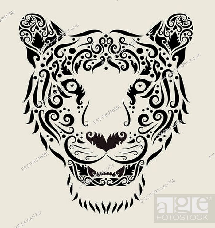 Animal drawing with curl ornament decoration. Use for tattoo or any design  you want, Stock Vector, Vector And Low Budget Royalty Free Image. Pic.  ESY-036710901 | agefotostock
