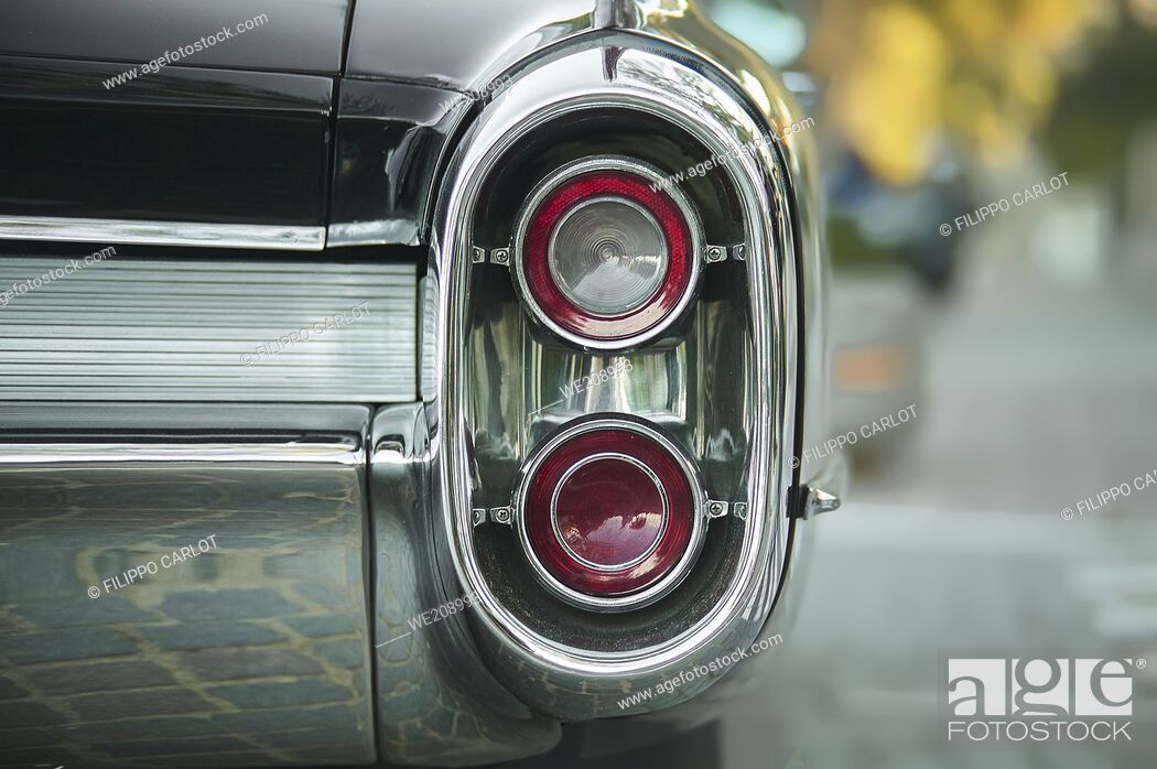 Stock Photo: Detail of a rear axle of a vintage American car from the 1960s with well visible chrome and micro detail.