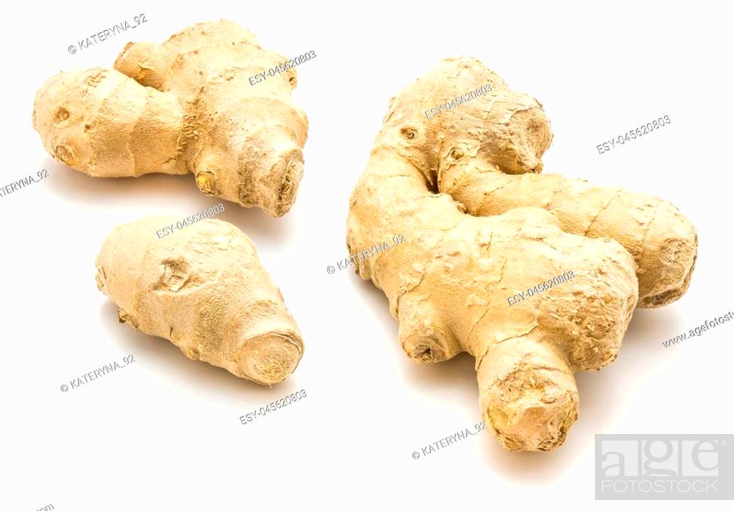 Photo de stock: Three ginger rhizome isolated on white background.