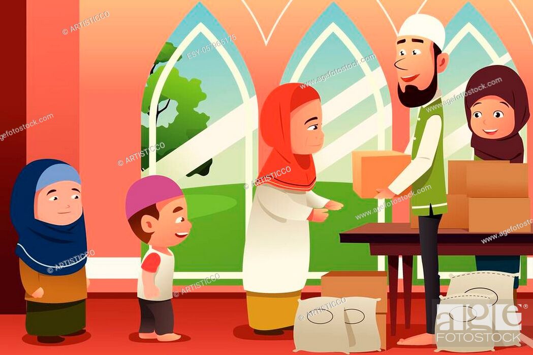 A vector illustration of Muslims Giving Donations to Poor People, Stock  Vector, Vector And Low Budget Royalty Free Image. Pic. ESY-057965175 |  agefotostock
