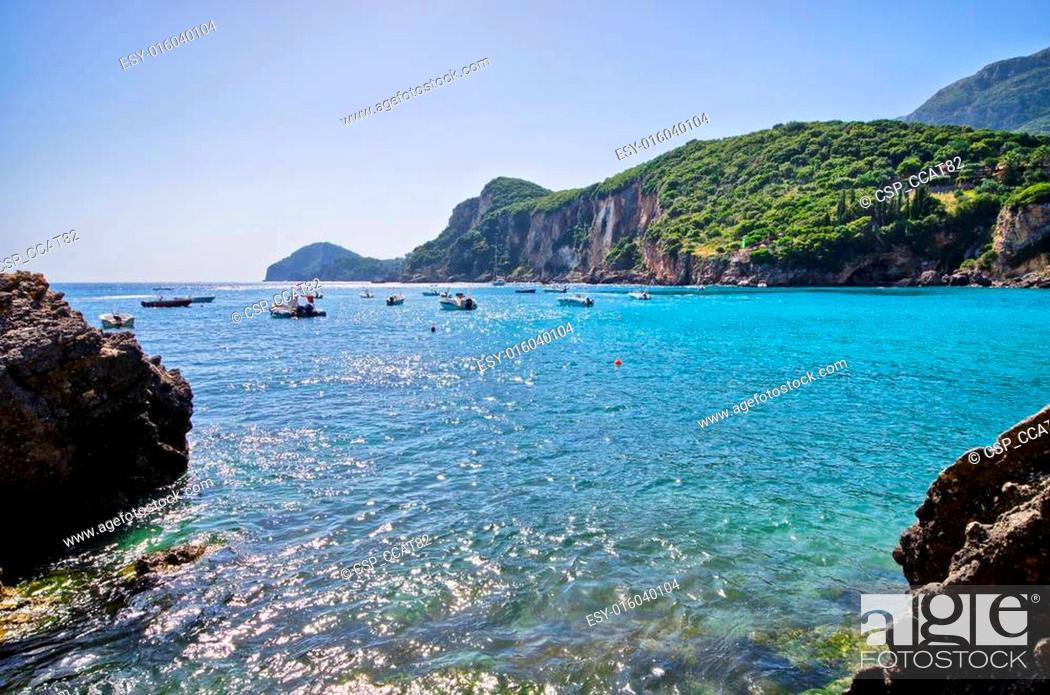 Stock Photo: Liapades beach on Corfu, Greece.
