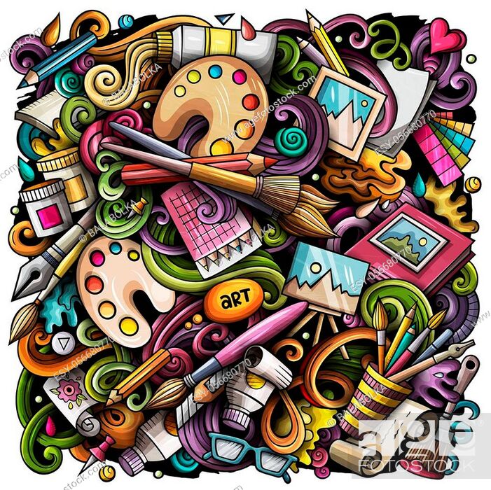 Cartoon doodles Art and Design illustration. Colorful, detailed, with lots  of objects background, Stock Photo, Picture And Low Budget Royalty Free  Image. Pic. ESY-056680770 | agefotostock