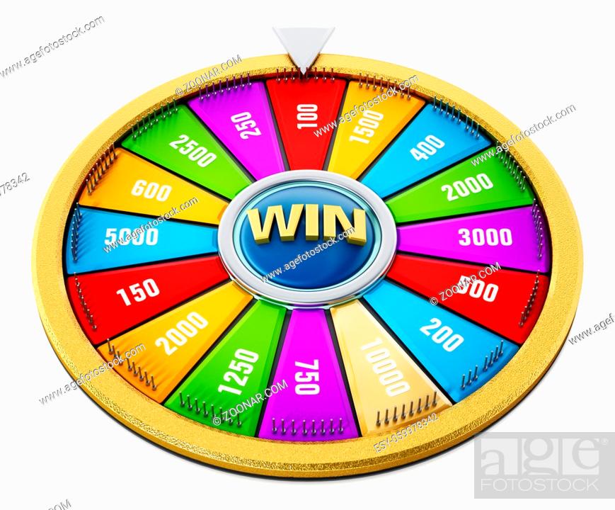 Stock Photo: Wheel of fortune isolated on white background. 3D illustration.