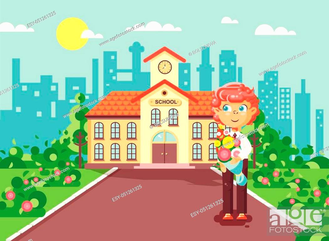 Stock vector illustration cartoon character child lonely boy redhead  schoolboy, pupil, Stock Vector, Vector And Low Budget Royalty Free Image.  Pic. ESY-051261325 | agefotostock