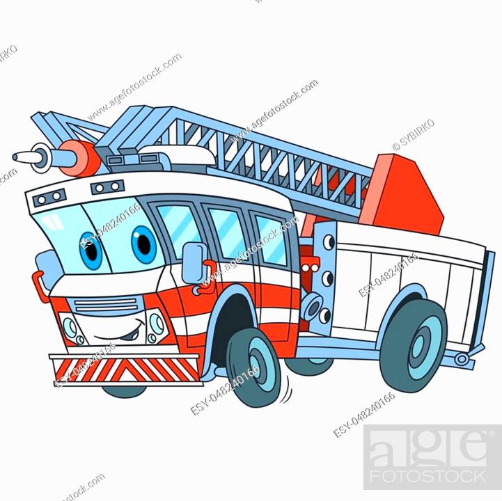 Cartoon emergency transport. Fire truck, isolated on white background,  Stock Vector, Vector And Low Budget Royalty Free Image. Pic. ESY-048240166  | agefotostock