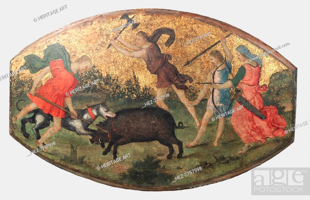 Stock Photo: Hunt of the Calydonian Boar, ca. 1509. Creator: Bernardino Pinturicchio.