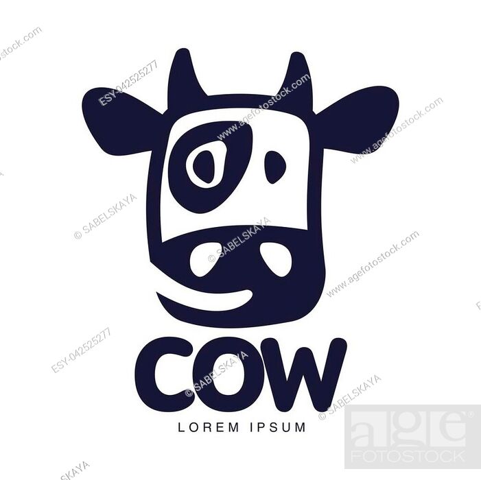 Funny cow head logo template, cartoon vector illustration on white  background, Stock Vector, Vector And Low Budget Royalty Free Image. Pic.  ESY-042525277 | agefotostock